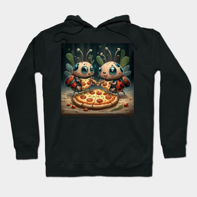 Cute and funny ladybug eating pizza gift ideas stickers tee and more Hoodie by WeLoveAnimals